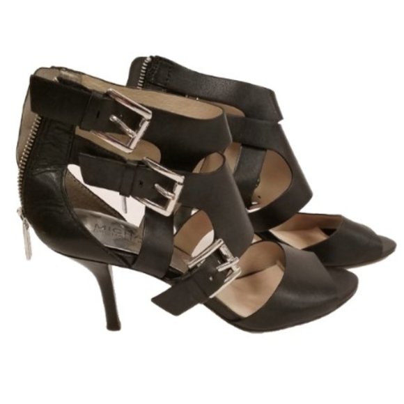 MICHAEL Michael Kors Shoes - Black Michael Kors Leather Caged Sandals - 6.5